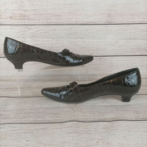 Ron Hommerson Womens Kitten Heels Size 8N Black Alligator Leather - Picture 2 of 7